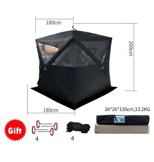 JMT-258762 Outdoor Portable Three-Layer 210D Oxford Pop-Up Sauna Tent for Camping and Ice Fishing, 4 Seasons, 180x180x200cm