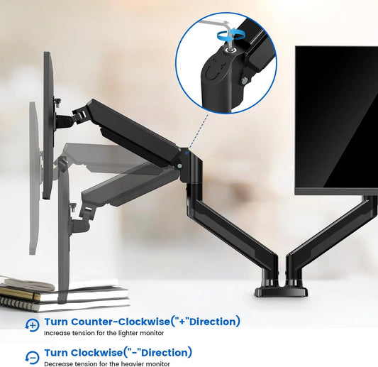 JMT-094154 Adjustable Gas Spring Monitor Arm for 10-22kg Displays, VESA Mount Compatible for Screens Up to 32 Inches