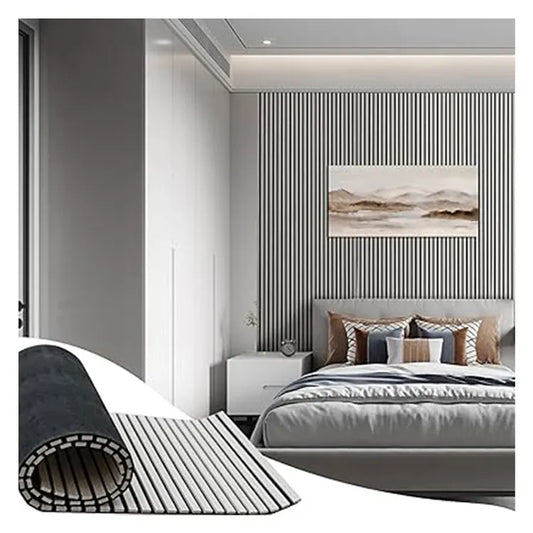 JMT-938186 Curved Wooden Acoustic Slat Panel for Walls and Ceilings, MDF and Polyester Fiber Construction