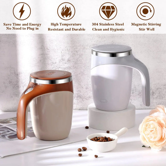 JMT-241482 Self-Stirring Electric Coffee Mug with Lid, Portable Automatic Mixing Coffee Cup