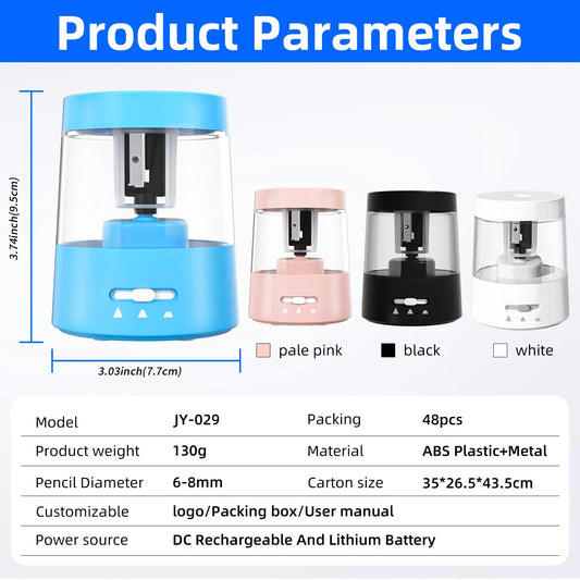 JMT-809674 Portable Battery-Powered Electric Pencil Sharpener with Multiple Sharpening Modes