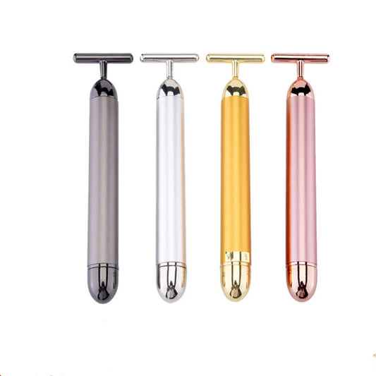 JMT-714186 24k Gold Vibrating Facial Lifting Beauty Bar with T Shape Electric 3D Face Roller Massage