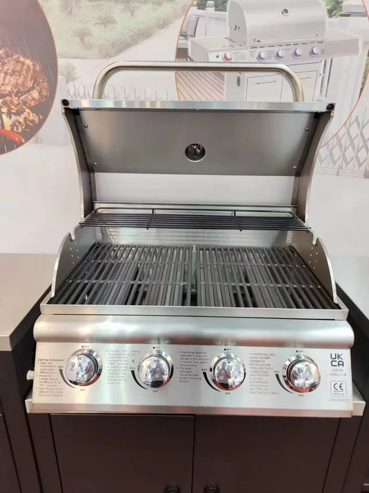 JMT-746698 Built-in Propane BBQ Gas Grill Smoker - Heavy Duty Stainless Steel for Outdoor Kitchen