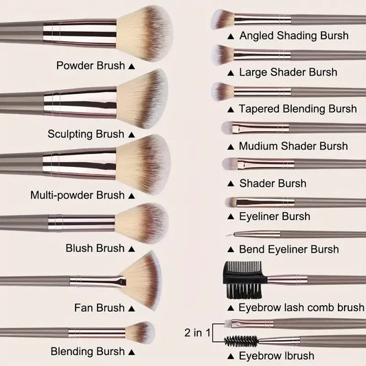 JMT-779722 Makeup Brush Set - 3 to 20 Pcs Soft Synthetic Hair Tools for Foundation, Eyeshadow, Blush, Highlighter, and Concealer
