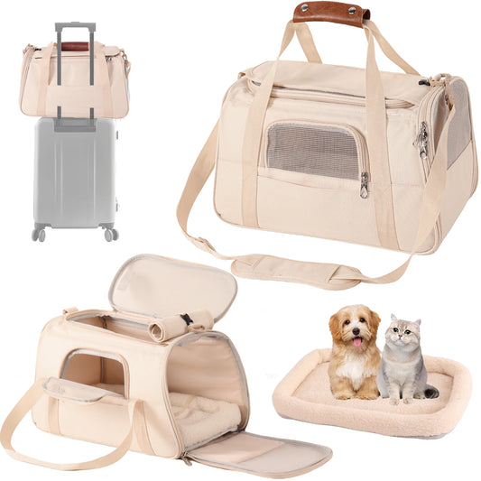 JMT-667594 Durable Foldable Cat Travel Carrier with Mesh Ventilation and Dual-Use Storage Pocket