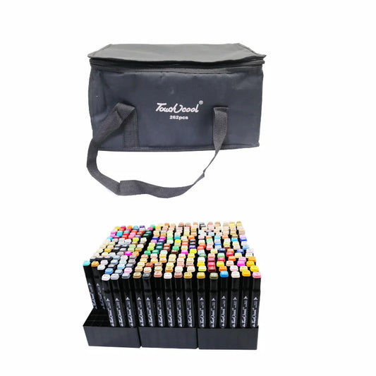 JMT-449034 Dual Brush Manga Sketching Markers Set - 204 Alcohol Felt Pens for Art and School Supplies
