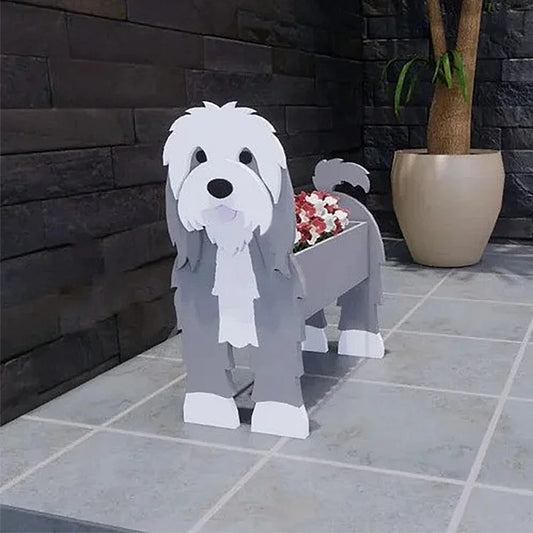 JMT-681162 Charming Dog-Shaped Plastic Flower Pot for Home and Outdoor Decor