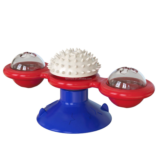 JMT-581642 Durable Interactive Cat Turntable Toy with Catnip and Non-Toxic TPR Material for Boredom Relief