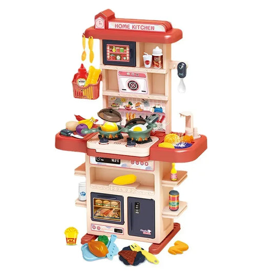 JMT-240074 Mini Kitchen Play Set with Real Cooking Sink - 43PCS Pretend Food Toys for Kids
