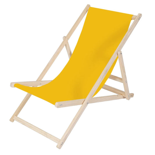 JMT-684746 Folding Wooden Beach Lounger Chair - Portable Beech Outdoor Garden Sun Lounger