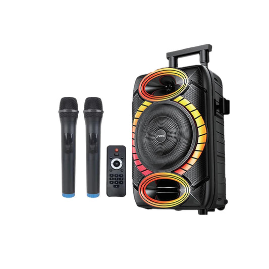 JMT-249546 15-Inch Portable Rechargeable Karaoke Trolley Speaker with Bluetooth and USB Connectivity