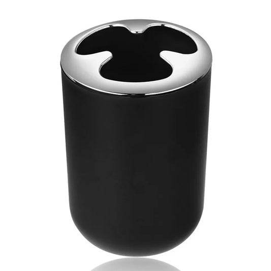 JMT-469706 6-Piece Black and White Plastic Bathroom Accessory Set for Modern Home Décor