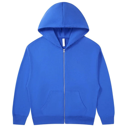 JMT-395786 Men's Women's 380G Oversized Puff Technique Hooded Sweatshirt High Fleece Solid Color Zipper Casual Sports Print Pullover