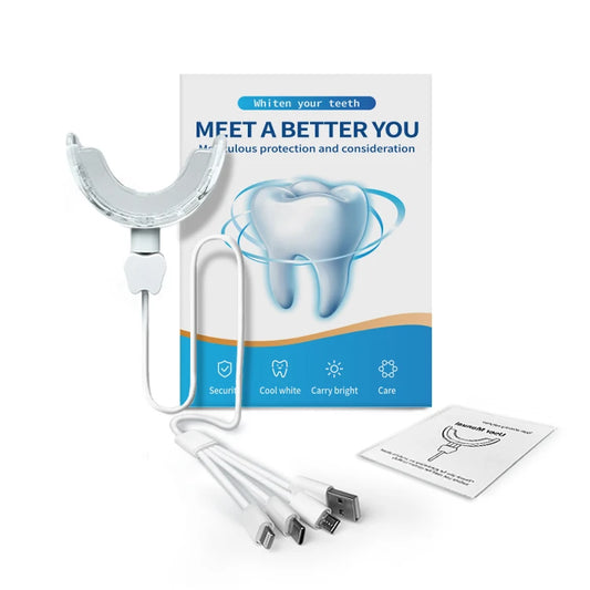 JMT-585418 LED Teeth Whitening Kit with Blue Light Device and Whitening Strips for Oral Care