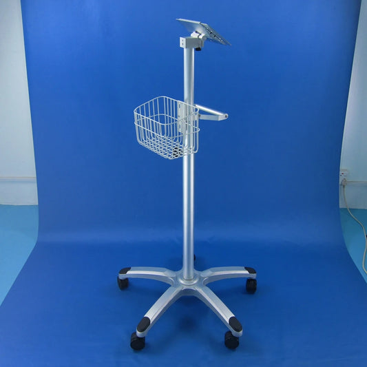 JMT-601482 Adjustable Aluminium Alloy Medical Monitor Roll Stand with Manual Lift Trolley