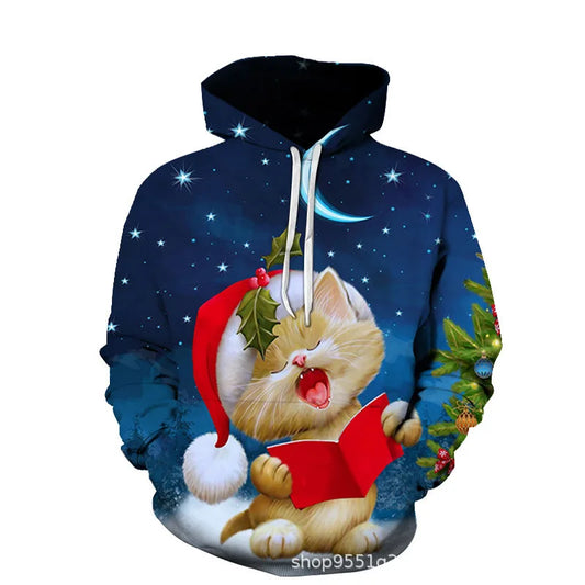 JMT-657930 Christmas Sweatshirt Long Sleeves Hoodie 3D Printed Casual Hooded Sweatshirt OEM Custom logo Clothing