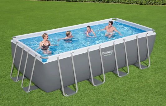 JMT-371722 Bestway 56670 Power Steel Rectangle Above Ground Swimming Pool 4.88m x 2.44m x 1.22m