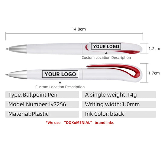 JMT-593610 Custom Plastic Ballpoint Pen with Logo, Twist Action, 1.0mm Black Ink, Lightweight Design