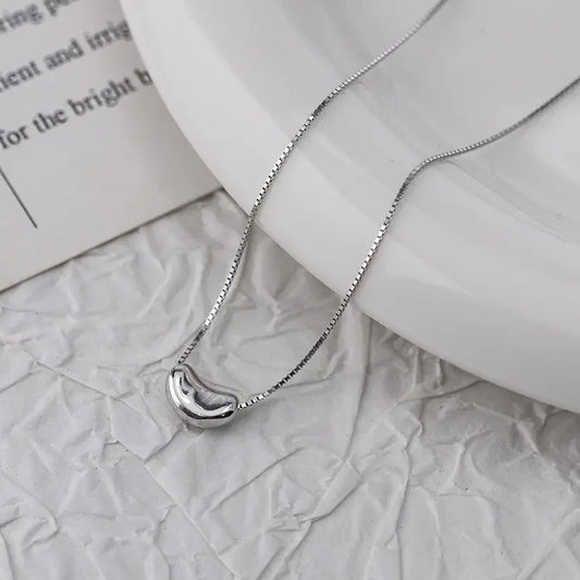 JMT-422154 S925 Sterling Silver Coffee Bean Pendant 18K Gold Plated Summer Simple Link Chain Necklace Jewelry for Women
