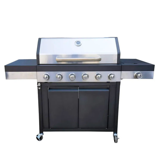 JMT-286794 Extra Large 6 Burner Gas BBQ Grill with Side Burner and Removable Grease Pan