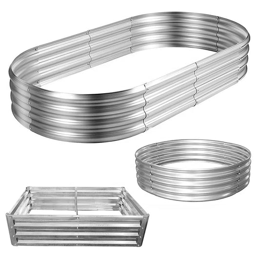JMT-501514 Oval Galvanized Metal Raised Garden Bed Planter Box for Outdoor Gardening