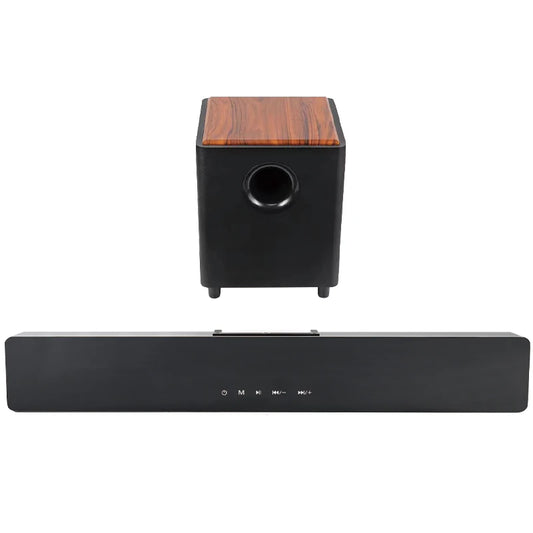 JMT-830986 2.1Ch 120W Mini Wooden Sound Bar Speaker with Compact Design