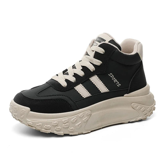 JMT-836106 XF6228 New Simple Autumn Women's Shoes Round Toe Thick Sole Elevated Board Shoes Shock Absorbing Lightweight Sports Shoes