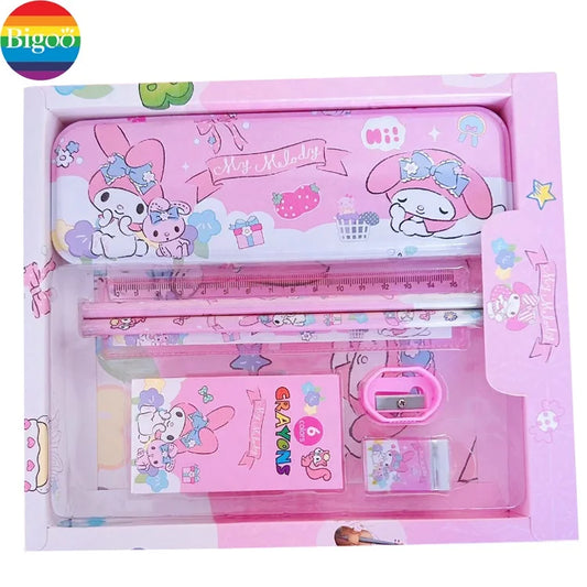 JMT-285194 12-piece Customised School Supplies Set with Pencil Case, Ruler, Eraser and Crayon for Kids