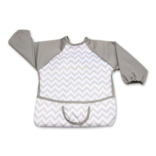 JMT-135626 100% Polyester Waterproof Meal Infant Long Sleeve Baby Bib Wholesale Washable