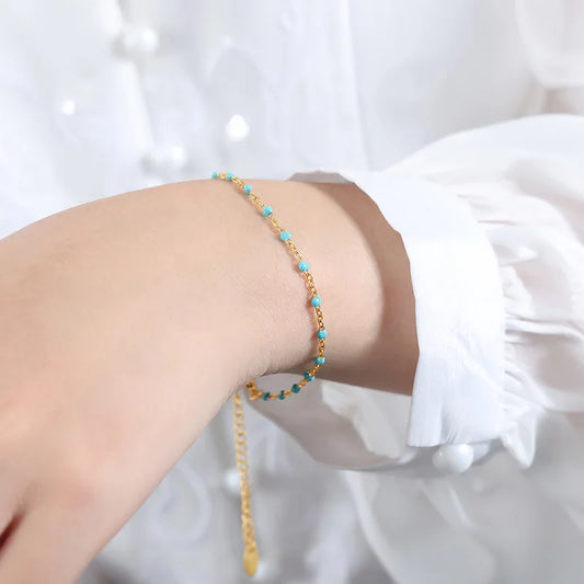 JMT-161162 Fashion New Seed Bead Necklace 18K Gold Bohemian Style Enamel Drop Oil Color Crystal Beaded Choker Necklace Bracelet Jewelry Set