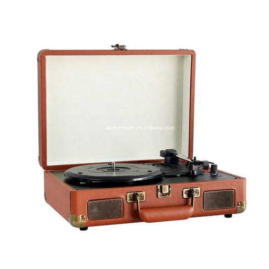 JMT-226826 Bluetooth Suitcase Record Player with 3 Speed Options and Integrated Speakers