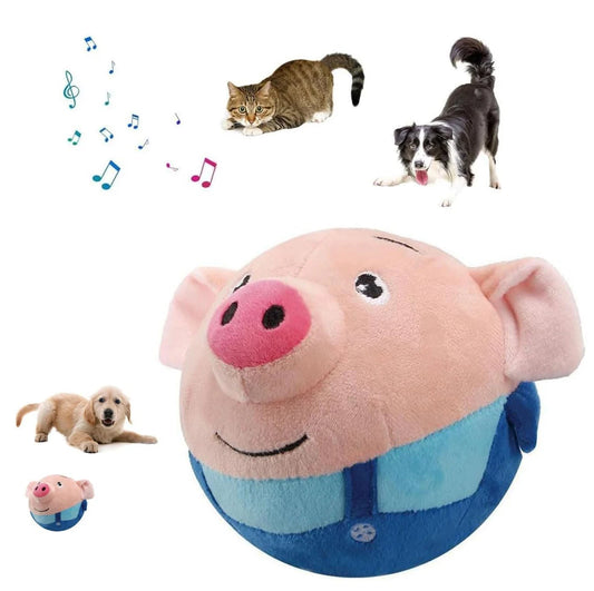 JMT-725386 Interactive Washable Squeaky Plush Dog Ball Toy with Sound and Motion