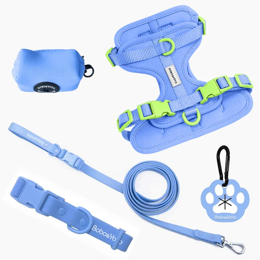 JMT-750090 Custom Neoprene Cat and Dog Collar Harness Leash Set in Luxury PVC - Hands-Free Design