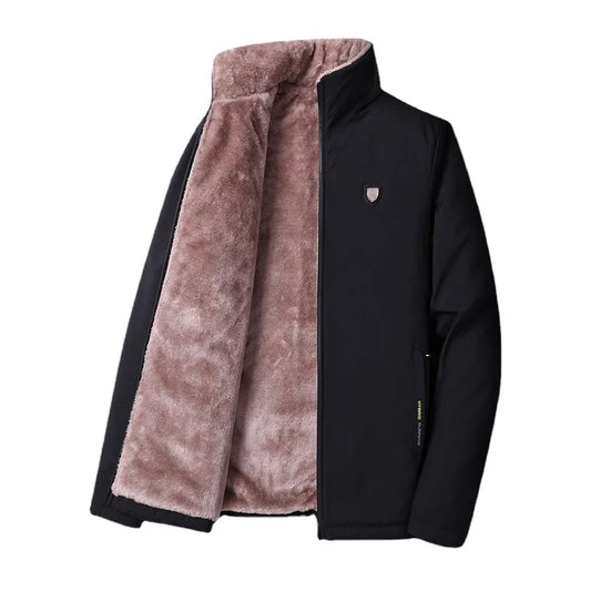 JMT-333706 Customizable Men's Winter Warm Jacket for Middle-Aged and Elderly Hooded Long and Loose Top with Velvet Addition Thickening