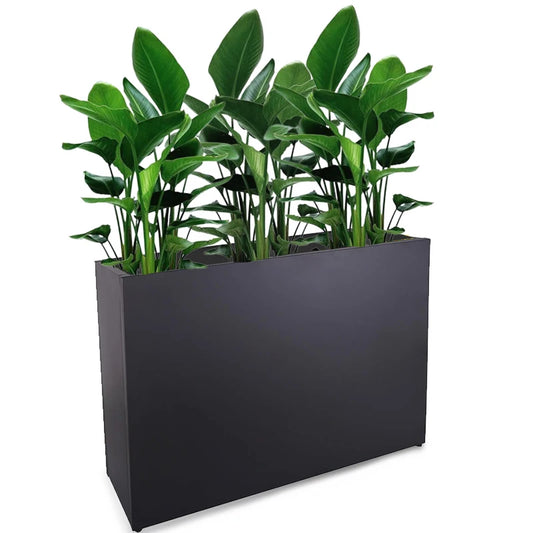 JMT-665354 Tall Metal Planter Box for Outdoor Plants and Trash Enclosure - Classic Design in White, Grey, or Brown