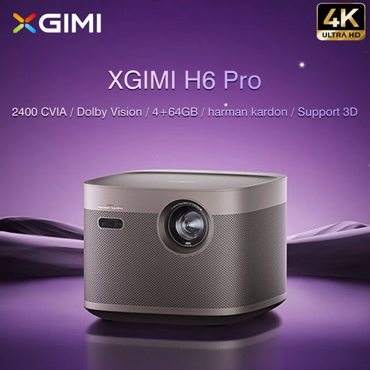 JMT-740426 XGIMI H6 4K Laser Projector with 2400 Lumens, Android System, 4GB RAM, 64GB Storage, Auto Keystone & Focus