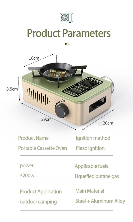 JMT-798858 Windproof Outdoor Propane Gas Stove with 3200W Firepower for Camping and Picnics