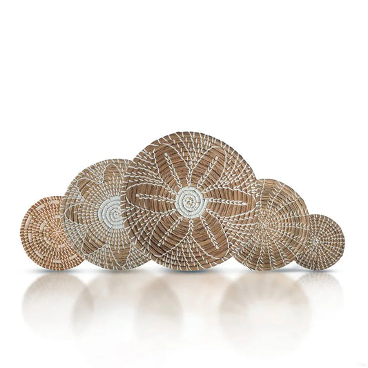 JMT-613898 Rattan Wall Hanging Decor for Living Room - Eco-Friendly Vintage Turkish Style Green Wall Basket