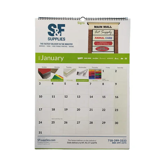JMT-509642 Custom A2 A3 Full Colour Spiral Bound Wall Calendar Printing