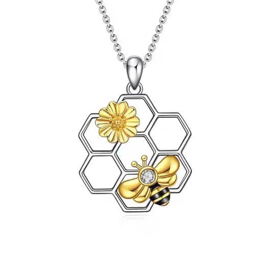 JMT-291082 Custom Necklace Jewelry Women Flower Heart Pendant Sterling Silver 925 Honey Bee Necklace