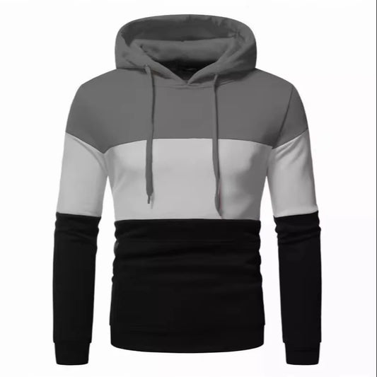 JMT-492938 Men's Custom Sweatshirt Autumn and Winter 3 Color Splicing Pullover Hooded Casual Sweatshirt Set
