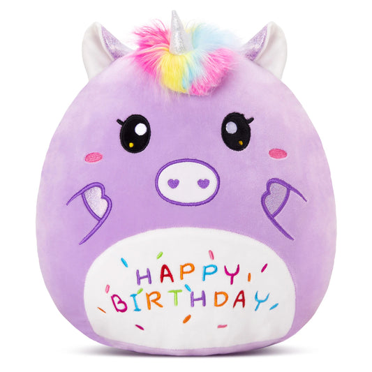 JMT-984202 Cartoon Purple Unicorn Plush Toy – Soft and Squishy Stuffed Animal for Children