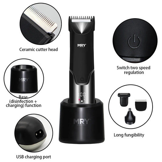 JMT-846410 Custom Logo Waterproof Cordless Trimmer - 3 in 1 Body and Groin Groomer for Men