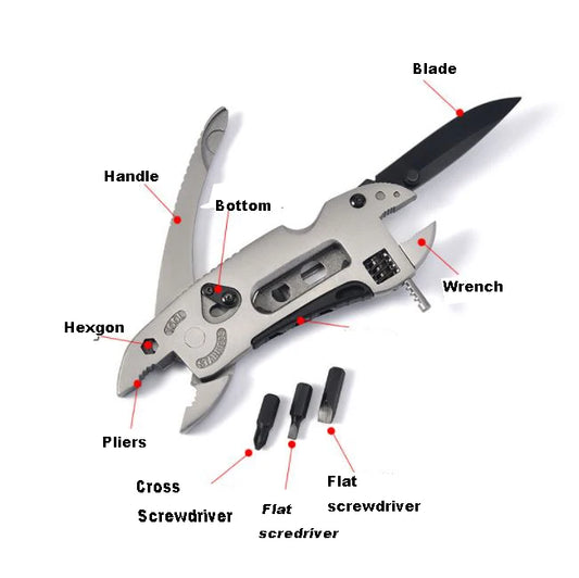 JMT-113226 Custom Logo 8-in-1 Multi-Function Survival Wrench Tool Set for Outdoor Camping and EDC Use