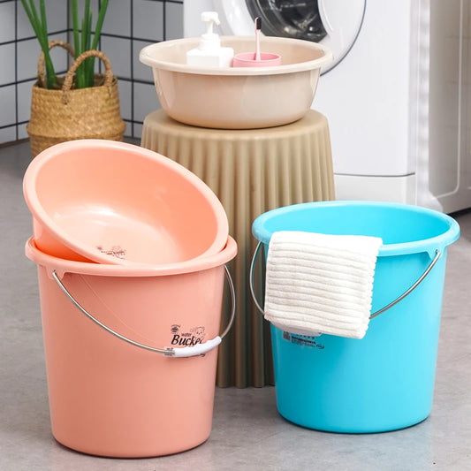 JMT-305866 Round PP Plastic Bucket with Lid for Bathroom and Washroom Use