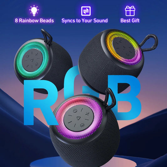 JMT-218762 Portable Waterproof Wireless Speaker with RGB Light, Hi-Fi Stereo Sound, Bluetooth 5.3, Compact and Lightweight Design