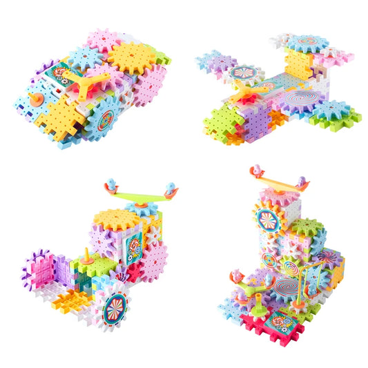 JMT-958474 203-Piece Electric DIY Stacking Building Blocks Set for Kids - Eco-Friendly ABS Plastic Wall Train Track