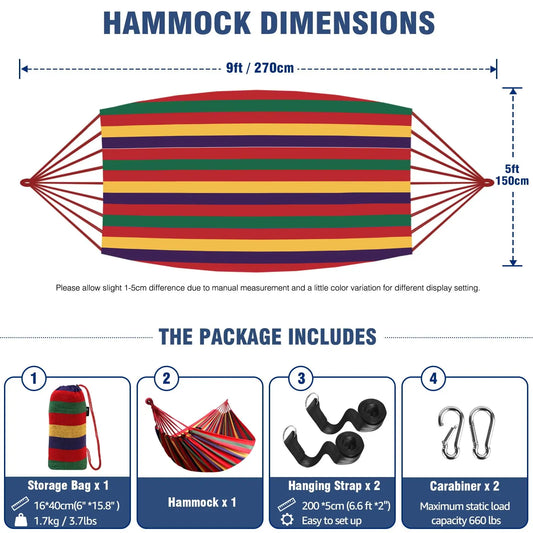 JMT-209034 Portable Hammock for Camping - Durable Single/Double Parachute Design for Outdoor Travel