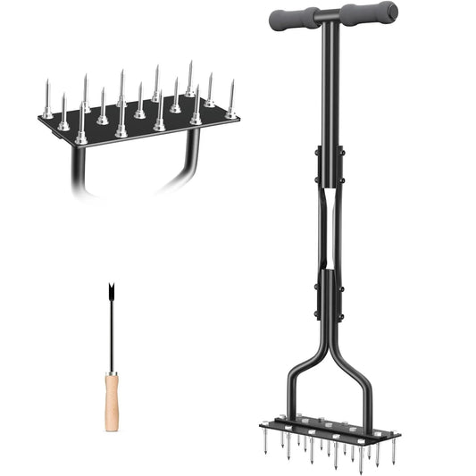 JMT-163786 Lawn Aerator with Iron Spikes for Soil Dethatching and Aeration
