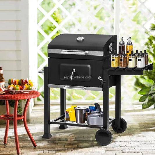 JMT-565898 Charcoal BBQ Grill Trolley with Side Table in Multiple Sizes
